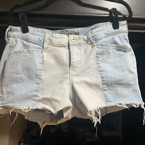 Torrid Two-Tone Denim Jean Shorts